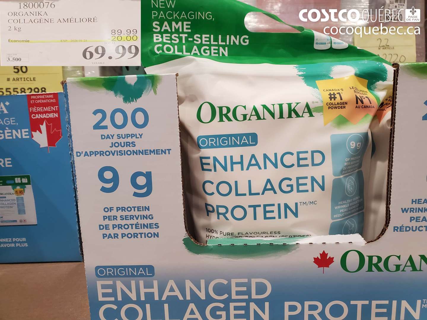 1800076 ORGANIKA COLLAGÈNE AMÉLIORÉ 2 kg ($20.00 INSTANT SAVINGS EXPIRES ON 2025-01-25) $69.99