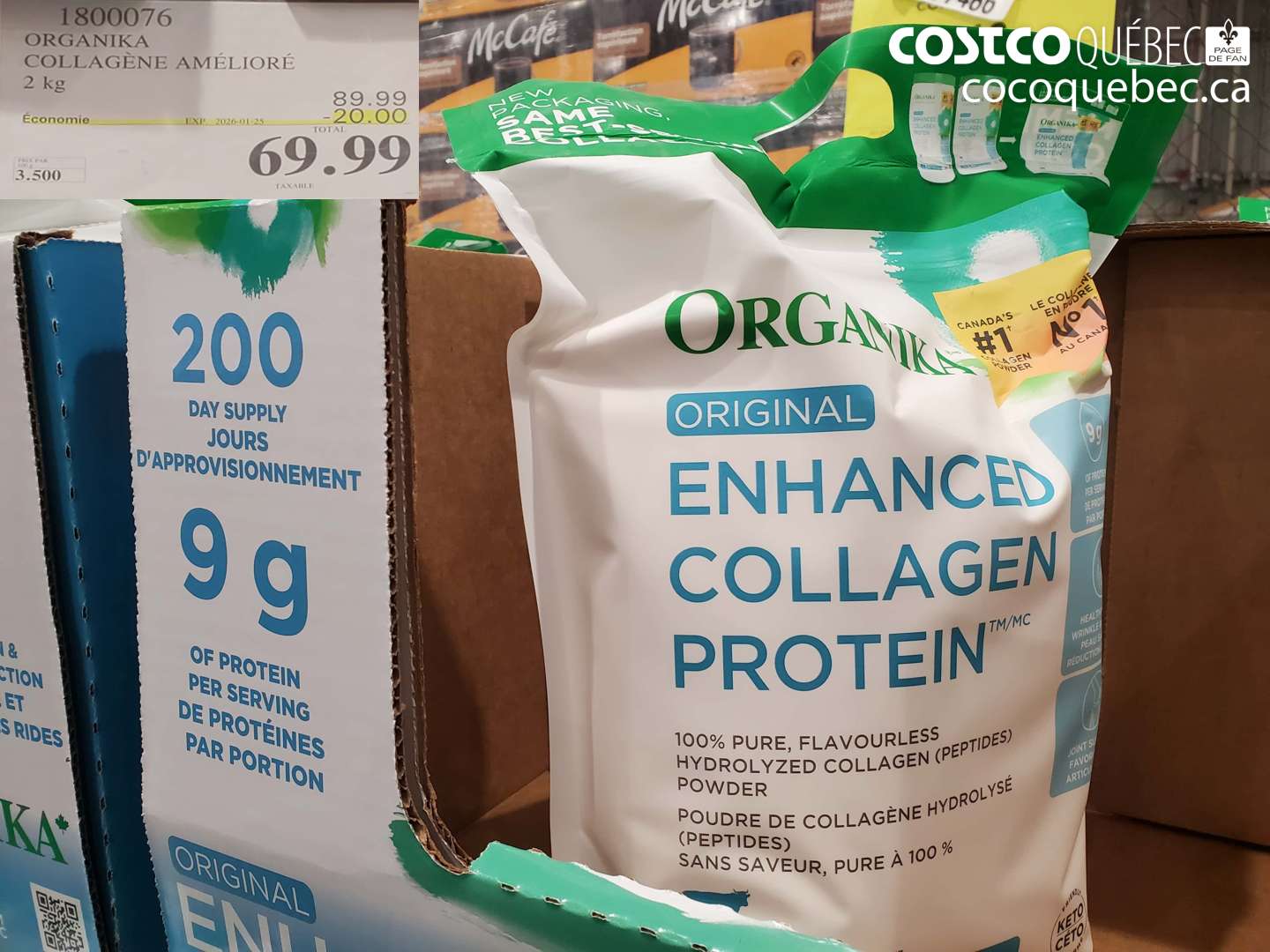 1800076 ORGANIKA COLLAGÈNE AMÉLIORÉ 2 kg ($20.00 INSTANT SAVINGS EXPIRES ON 2025-01-25) $69.99