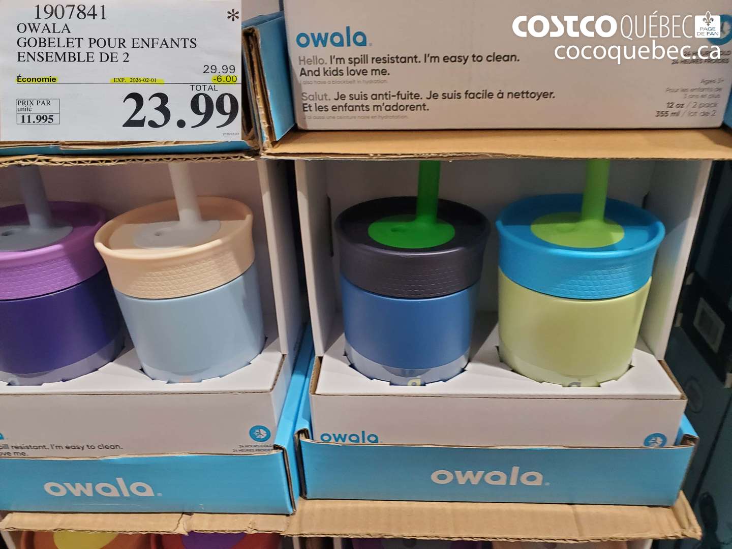 1907841 OWALA GOBELET POUR ENFANTS ENSEMBLE DE 2 ($6.00 INSTANT SAVINGS EXPIRES ON 2026-02-01) $23.99