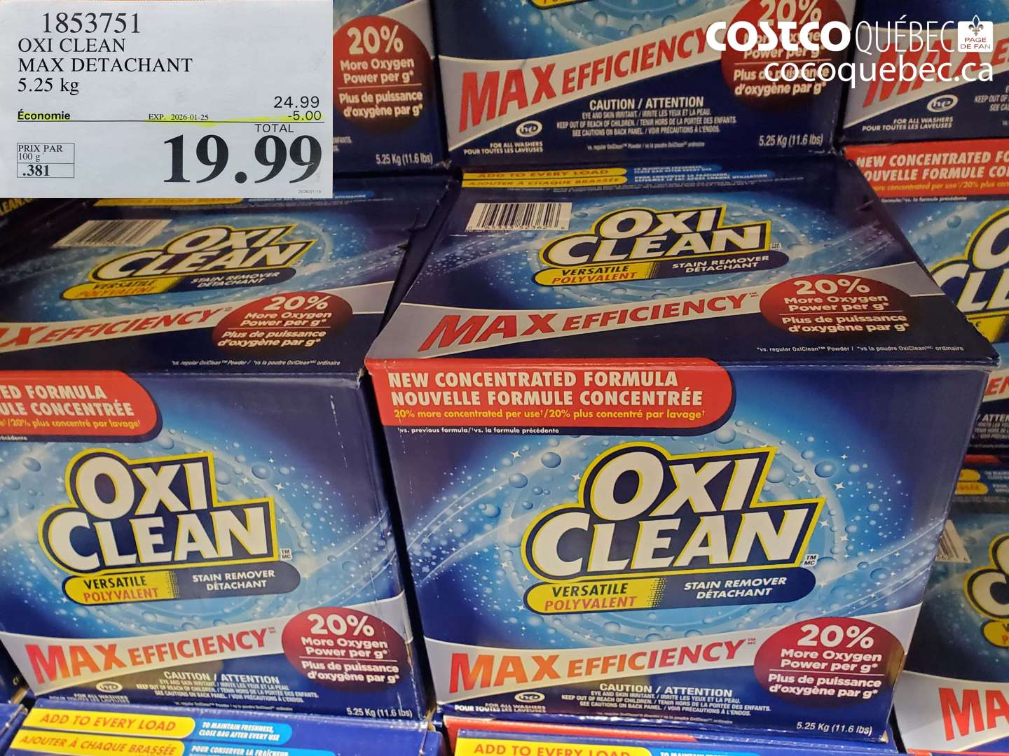 1853751 OXI CLEAN MAX DETACHANT ($5.00 INSTANT SAVINGS EXPIRES ON 2026-01-25) $19.99