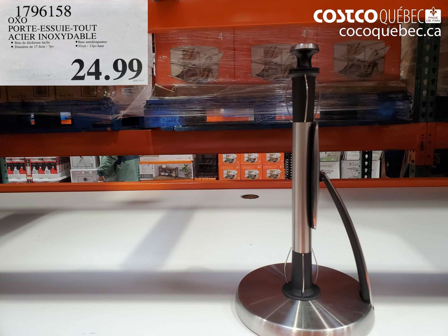 1796158 OXO PORTE-ESSUIE-TOUT ACIER INOXYDABLE $24.99