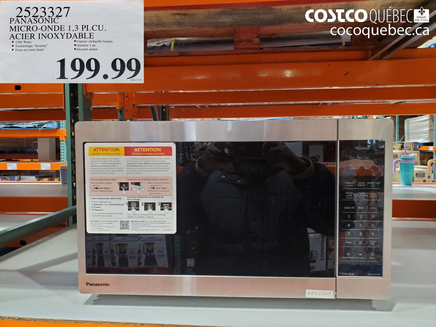2523327 PANASONIC MICRO-ONDE 1,3 PI. CU. ACIER INOXYDABLE (EXPIRES ON 2025-10-20) $199.99