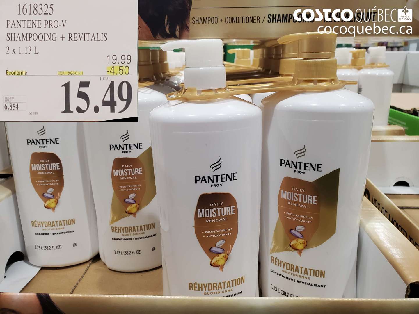 1618325 PANTENE DMR SHAMPOING/REVITALISANT  ($4.50 INSTANT SAVINGS EXPIRES ON 2026-01-11) $15.49