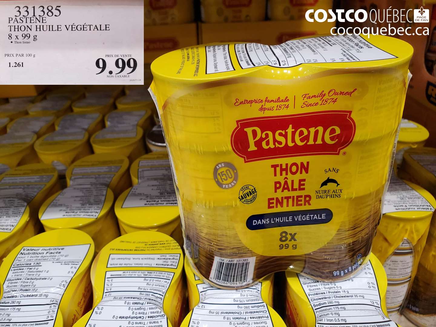 331385 PASTENE THON HUILE VEGETALE 8 x 99 g $9.99