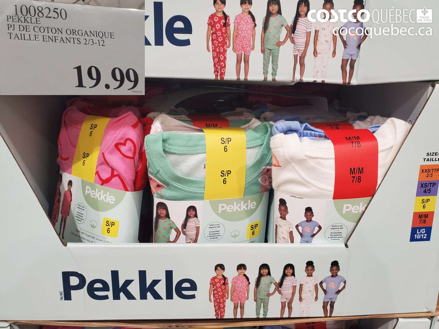 1008250 PEKKLE PJ DE COTON ORGANIQUE TAILLE ENFANTS 2/3-12 $19.99