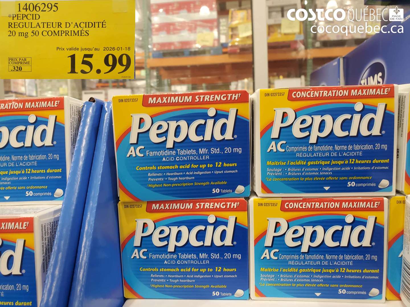 1406295 *PEPCID REGULATEUR 50 COMPRIMES (EXPIRES ON 2026-01-18) $15.99