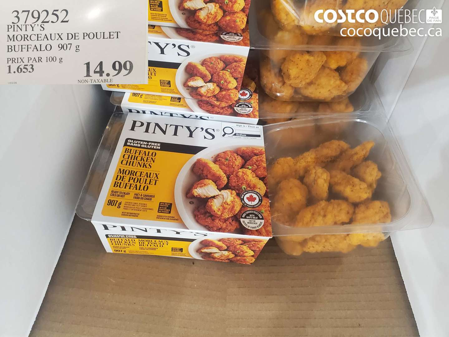 379252 PINTY'S MORCEAUX DE POULET BUFFALO 907 g $14.99