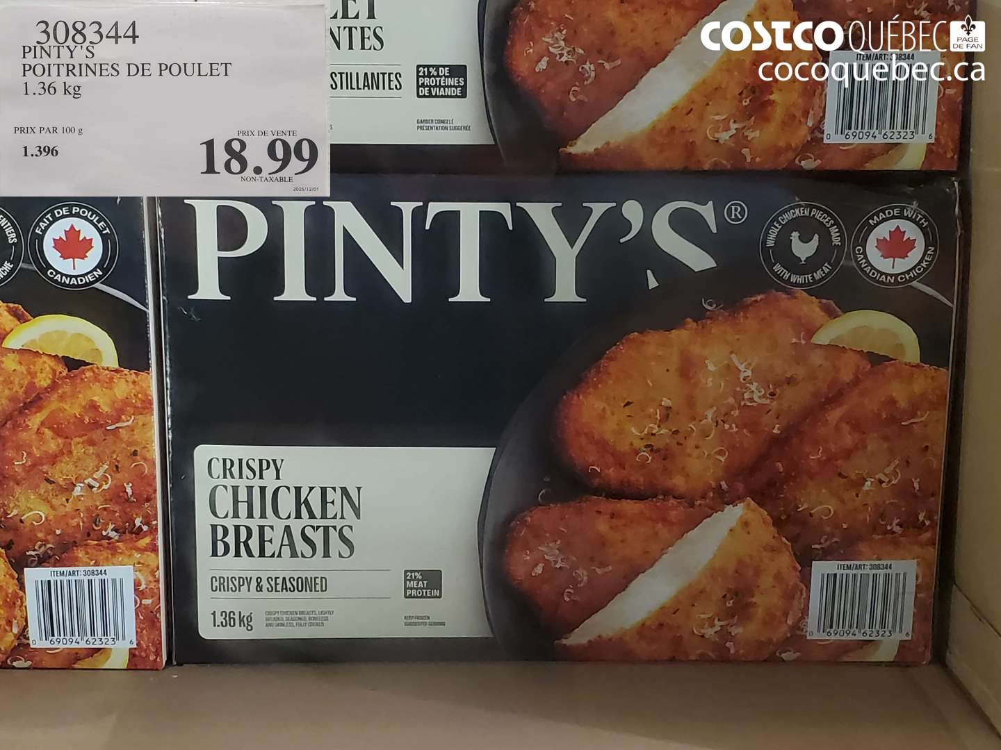 308344 PINTY'S POITRINES DE POULET 1.36 kg $18.99