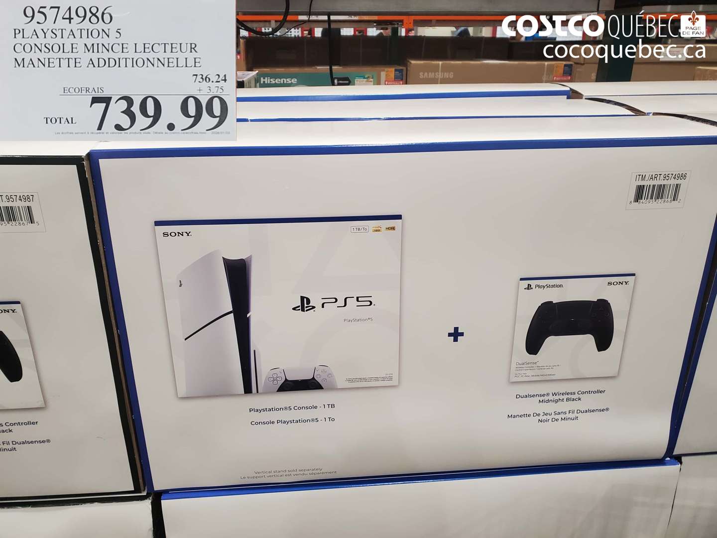 9574986 PLAYSTATION 5 CONSOLE MINCE LECTEUR MANETTE ADDITIONNELLE $739.99