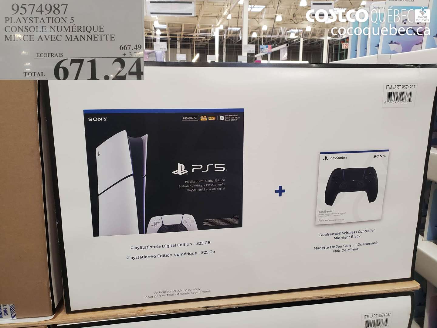 9574987 PLAYSTATION 5 CONSOLE NUMÉRIQUE MINCE AVEC MANETTE $671.24