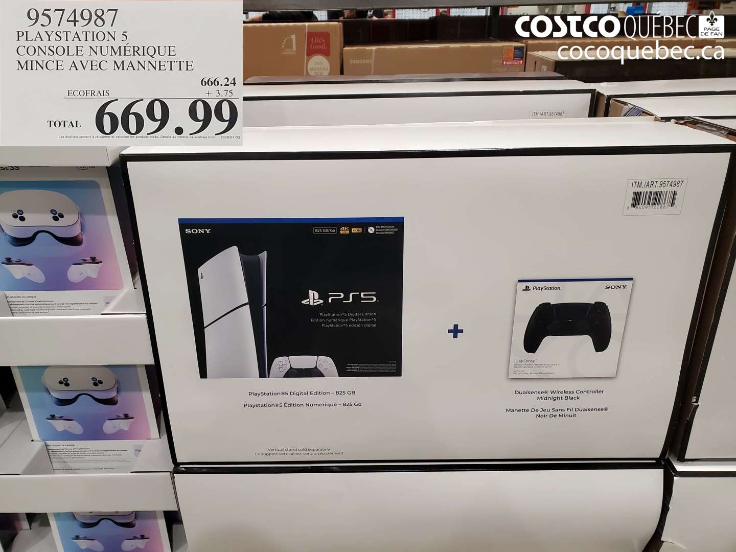 9574987 PLAYSTATION 5 CONSOLE NUMÉRIQUE MINCE AVEC MANETTE $669.99