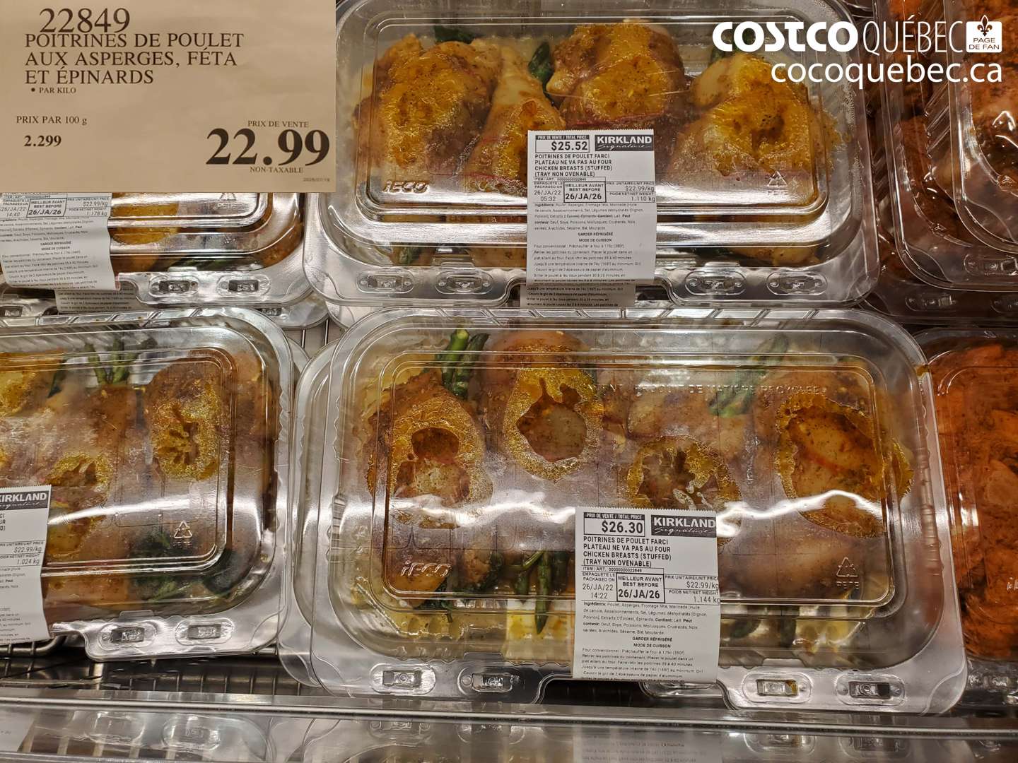 22849 POITRINES DE POULET AUX ASPERGES FETA EPINARDS $22.99