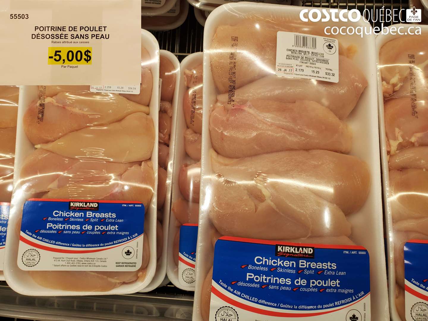 55503 POITRINE DE POULET DESOSSEE SANS PEAU  ($5.00 INSTANT SAVINGS)