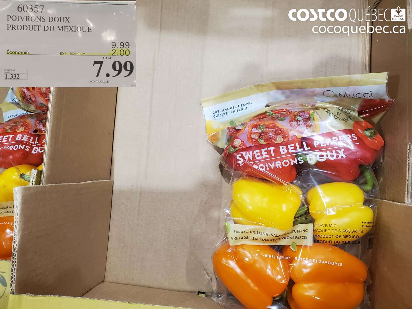 60357 POIVRONS DOUX PRODUIT DU CANADA ($2.00 INSTANT SAVINGS EXPIRES ON 2025-10-08) $7.99