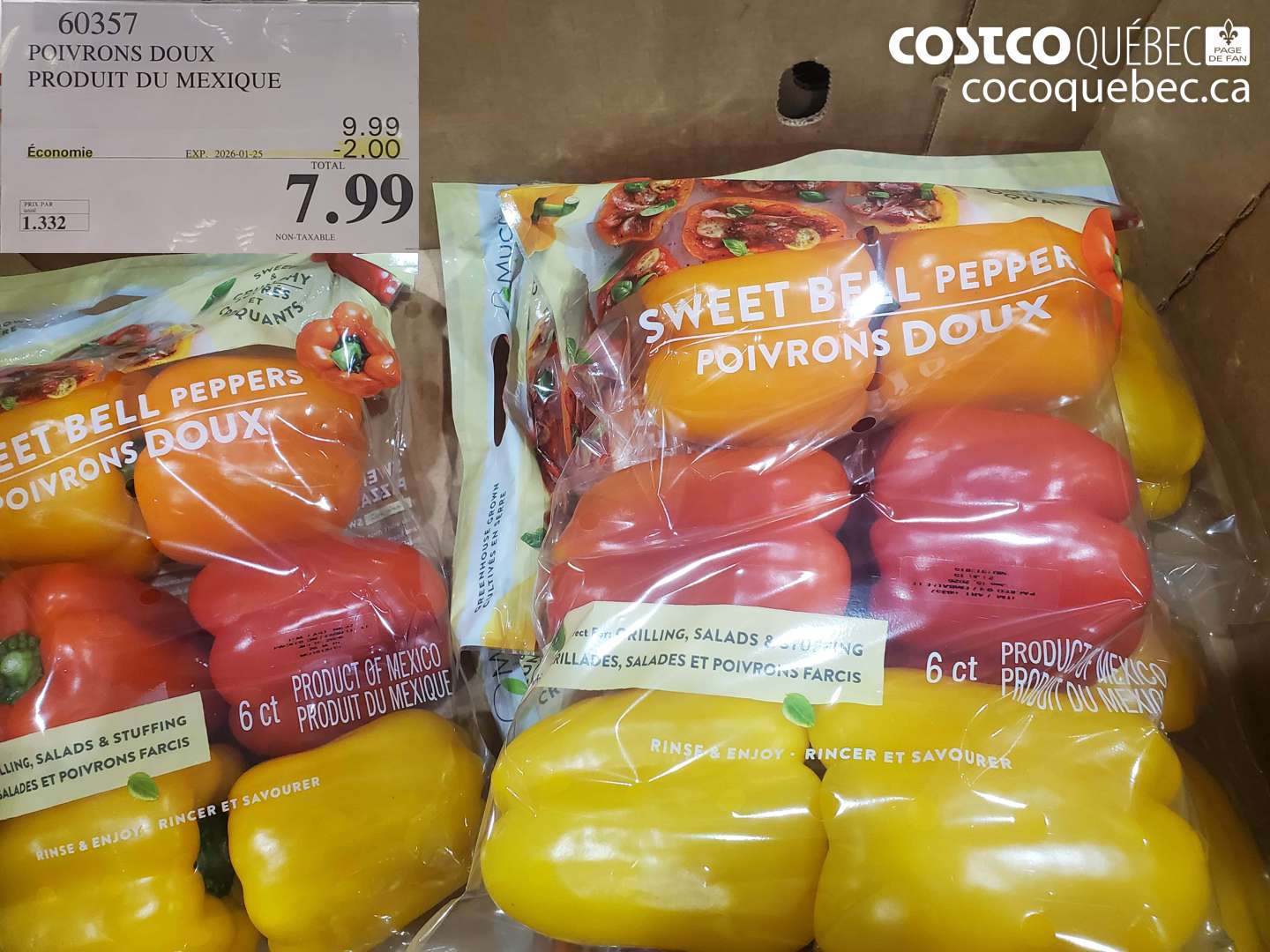 60357 POIVRONS DOUX PRODUIT DU MEXIQUE ($2.00 INSTANT SAVINGS EXPIRES ON 2026-01-25) $7.99