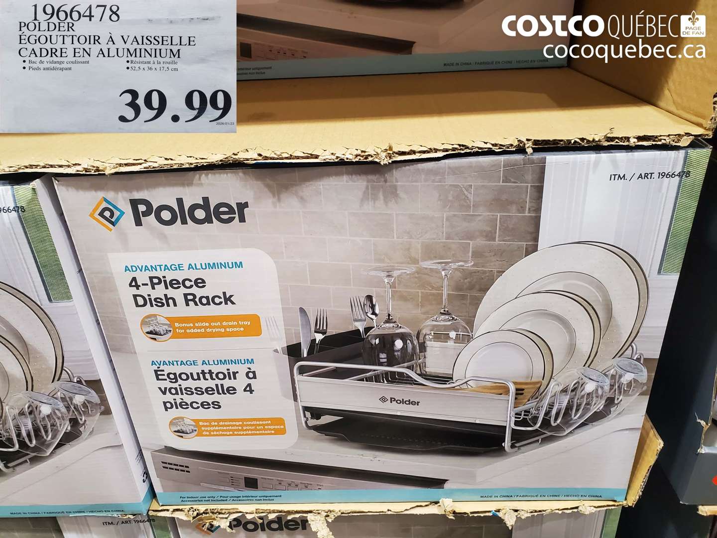 1966478 POLDER ÉGOUTTOIR À VAISSELLE CADRE EN ALUMINIUM $39.99