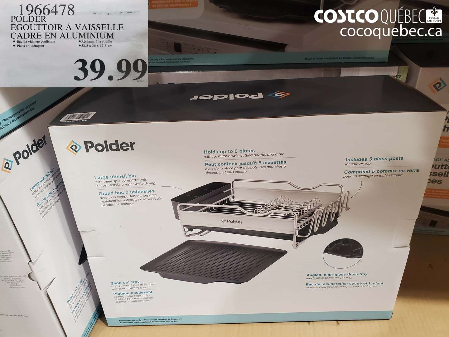 1966478 POLDER ÉGOUTTOIR À VAISSELLE CADRE EN ALUMINIUM $39.99