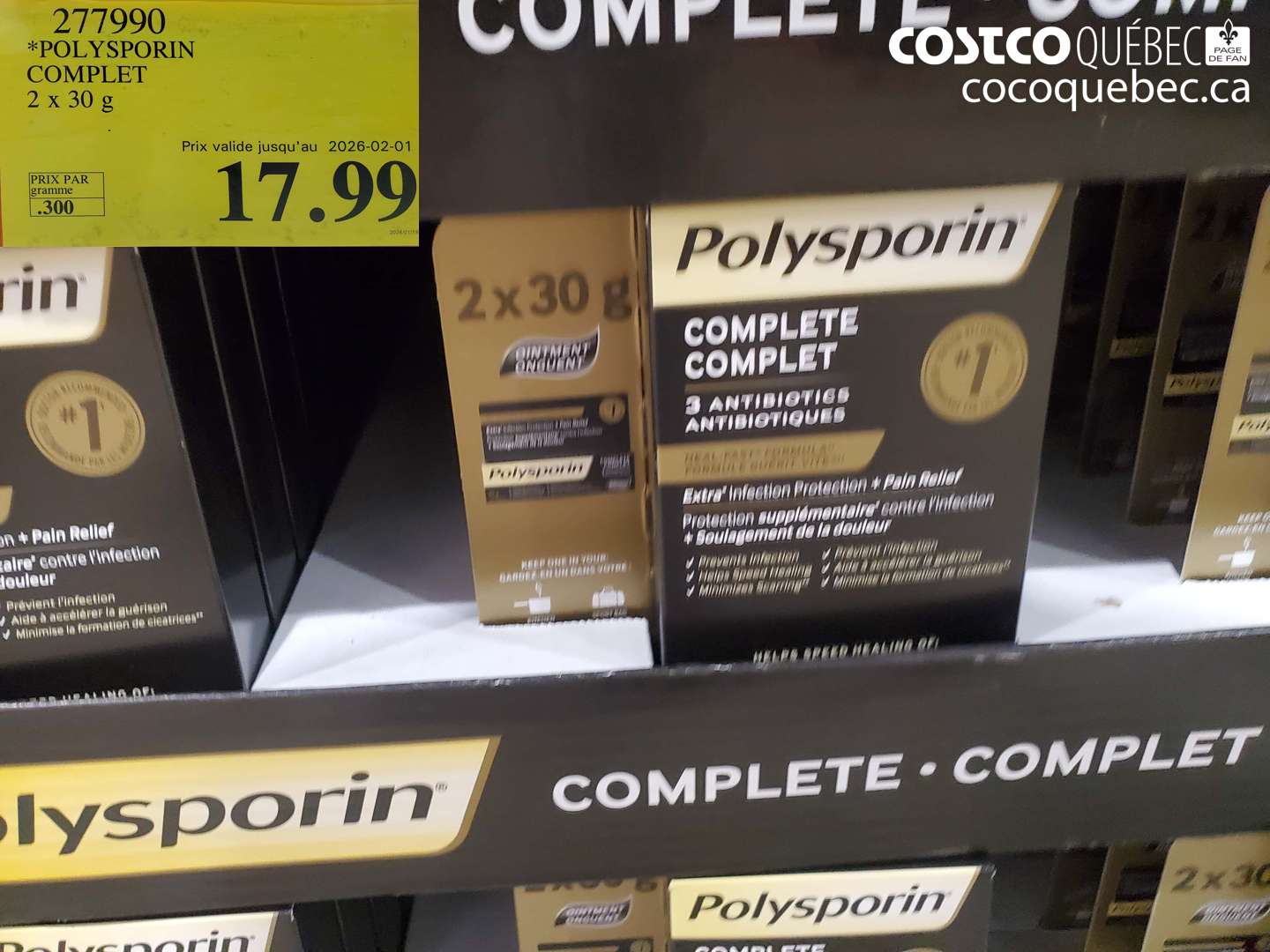 277990 *POLYSPORIN COMPLET 2X30 G  $17.99