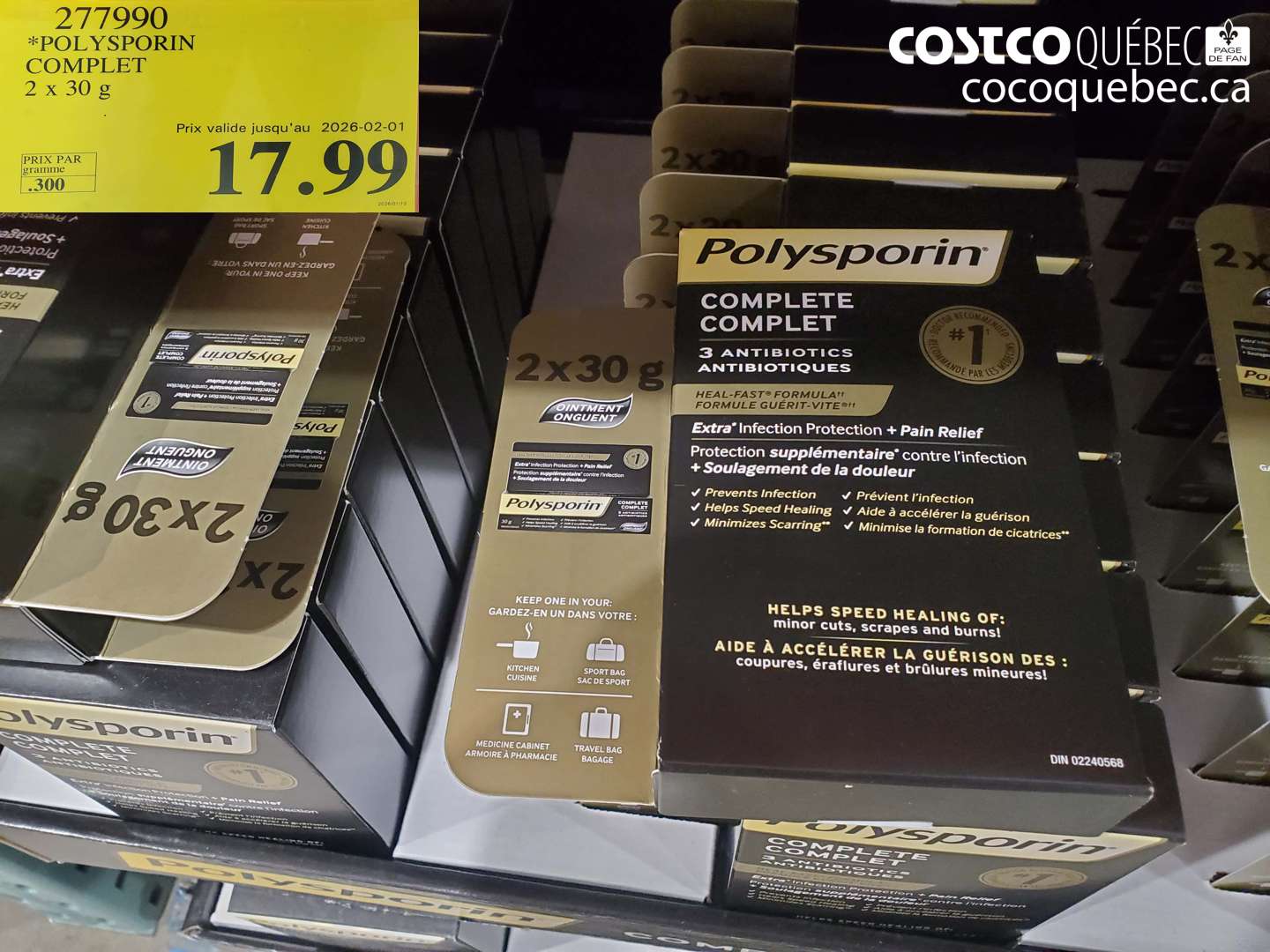 277990 *POLYSPORIN COMPLET 2X30 G  (EXPIRES ON 2026-02-01) $17.99