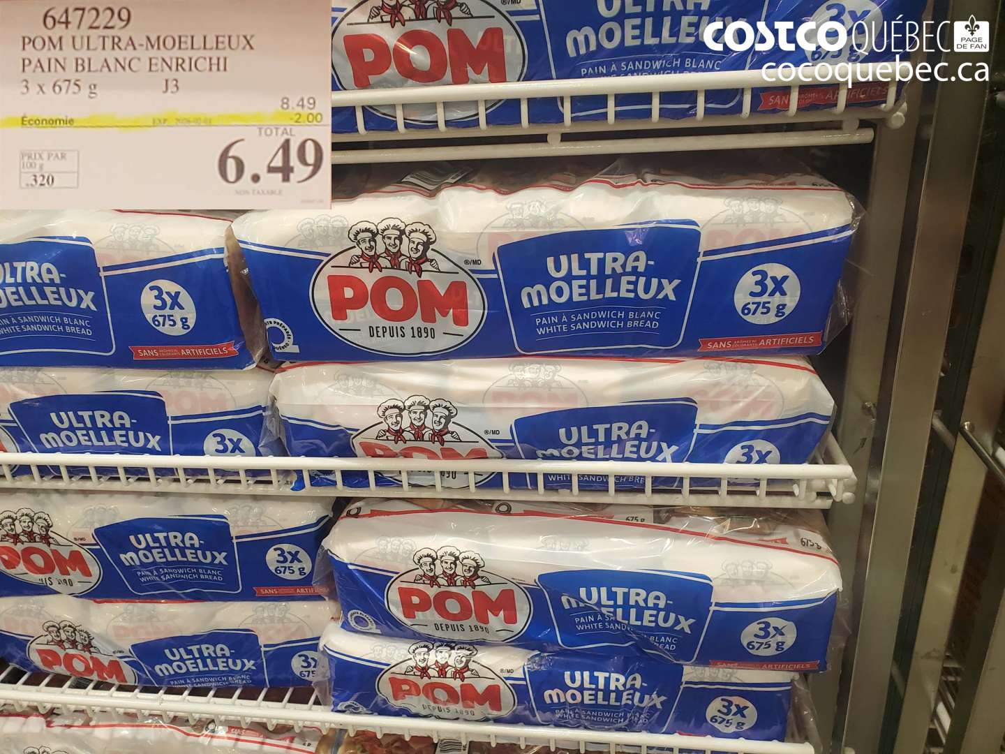 647229 POM ULTRA-MOELLEUX PAIN BLANC ENRICHI 3 x 675 g ($2.00 INSTANT SAVINGS EXPIRES ON 2026-02-01) $6.49