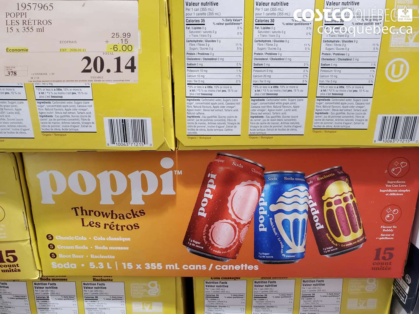 1957965 POPPI LES RÉTROS 15 x 355 ml ($6.00 INSTANT SAVINGS EXPIRES ON 2026-01-11) $20.14