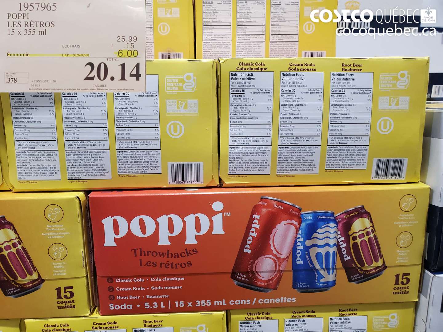 1957965 POPPI LES RÉTROS 15 x 355 ml ($6.00 INSTANT SAVINGS EXPIRES ON 2026-02-01) $20.14