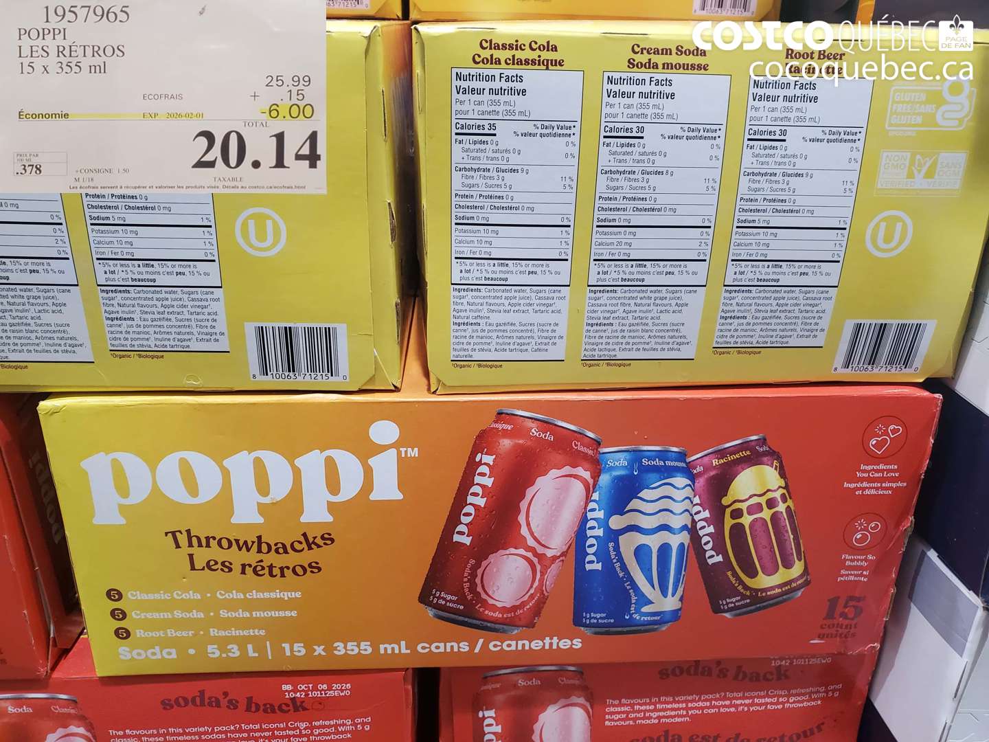 1957965 POPPI LES RÉTROS 15 x 355 ml ($6.00 INSTANT SAVINGS EXPIRES ON 2026-02-01) $20.14