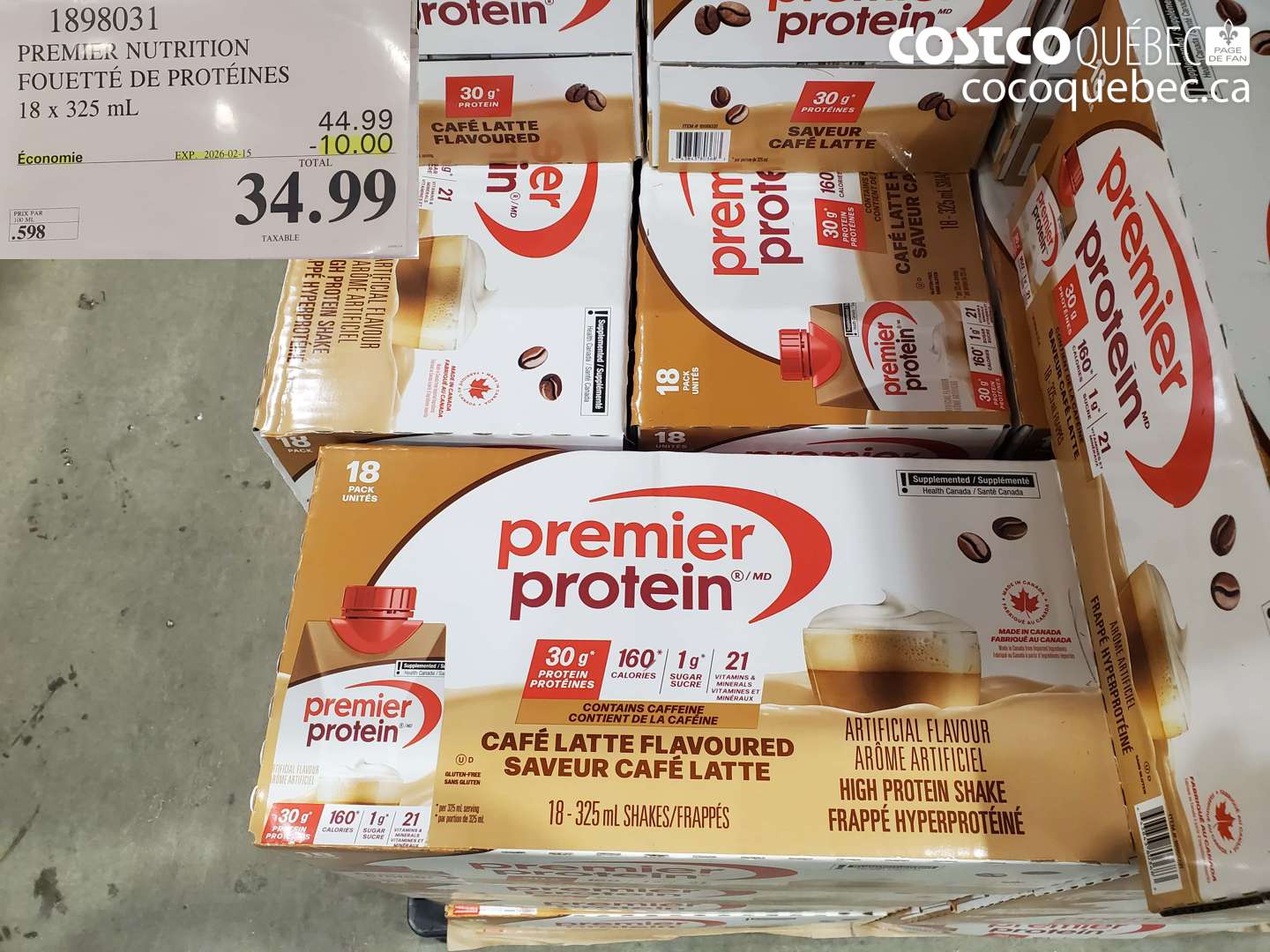 1898031 PREMIER NUTRITION FOUETTE DE PROTEINES 18 X 325 ML ($10.00 INSTANT SAVINGS EXPIRES ON 2026-02-15) $34.99