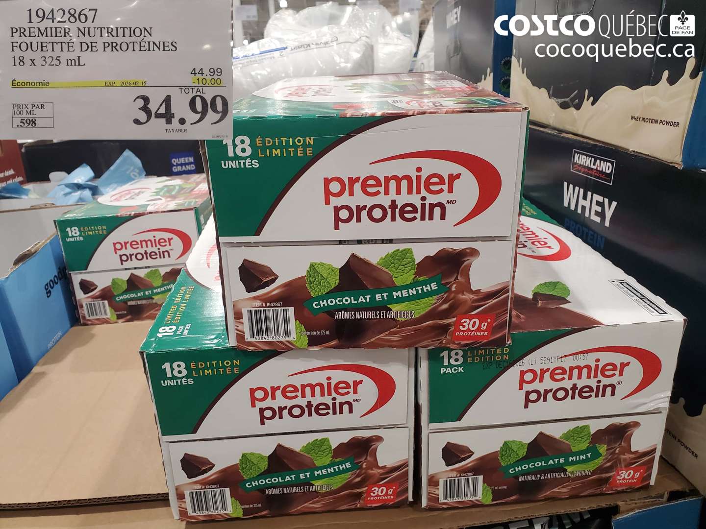 1942867 PREMIER NUTRITION FOUETTÉ DE PROTÉINES 18 x 325 mL ($10.00 INSTANT SAVINGS EXPIRES ON 2026-02-15) $34.99