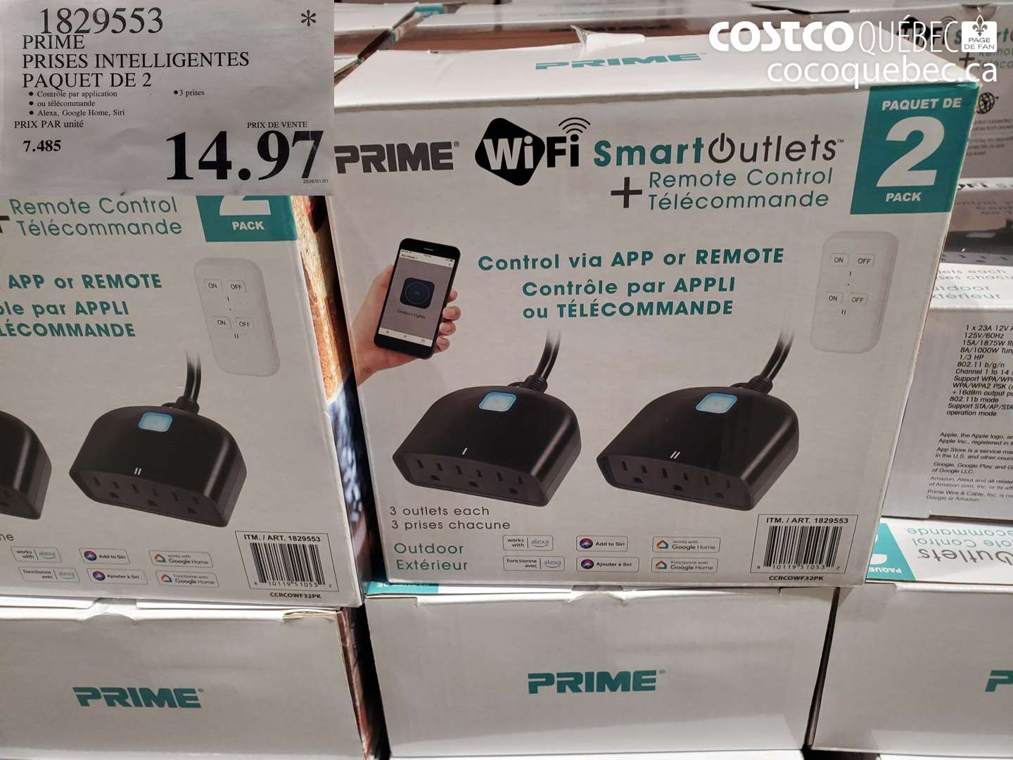 1829553 PRIME PRISES INTELLIGENTES PAQUET DE 2 $14.97