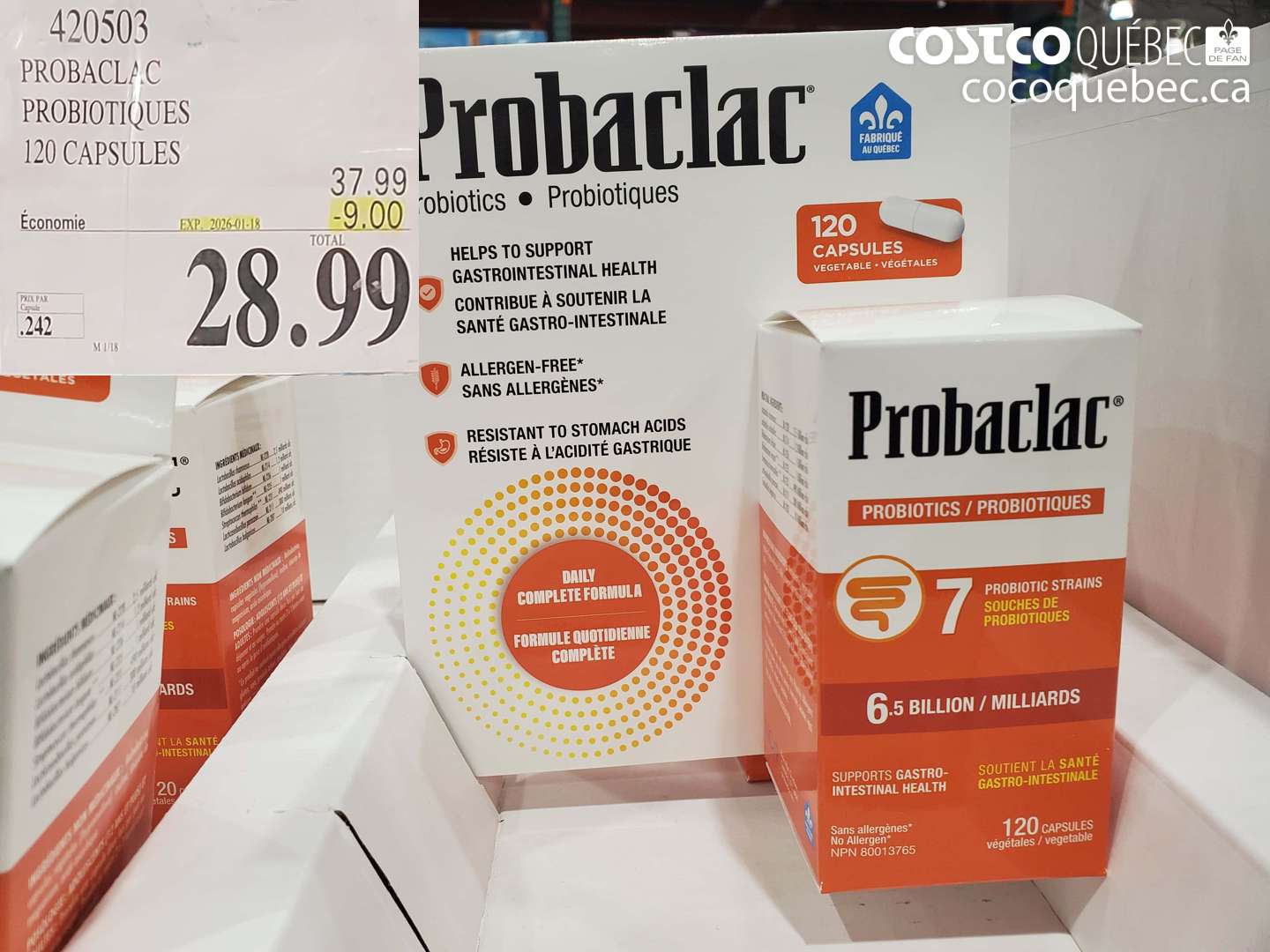 420503 PROBACLAC PROBIOTIQUES 120 CAPSULES  ($9.00 INSTANT SAVINGS EXPIRES ON 2026-01-18) $28.99