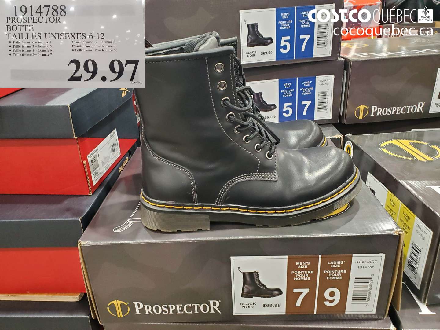 1914788 PROSPECTOR BOTTE TAILLES UNISEXES 6-12 $29.97