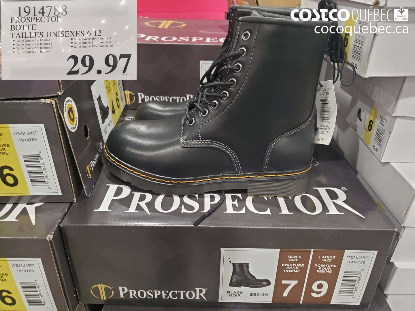 1914788 PROSPECTOR BOTTE TAILLES UNISEXES 6-12 $29.97