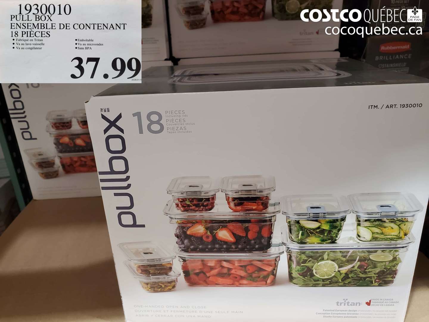 1930010 PULL BOX ENSEMBLE DE CONTENANT 18 PIECES $37.99