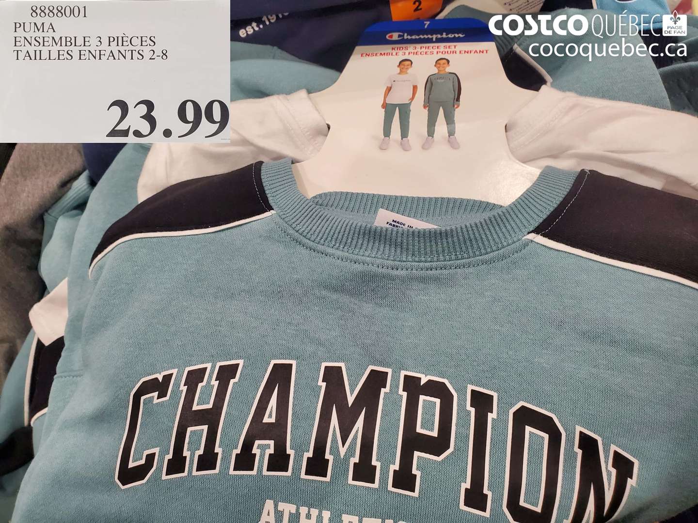 8888001 PUMA ENSEMBLE 3 PIÈCES TAILLES ENFANTS 2-8 $23.99
