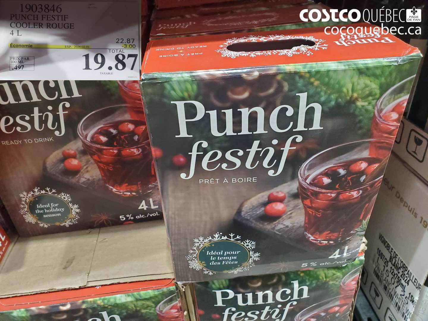 1903846 PUNCH FESTIF COOLER ROUGE 4 L ($3.00 INSTANT SAVINGS EXPIRES ON 2026-02-01) $19.87