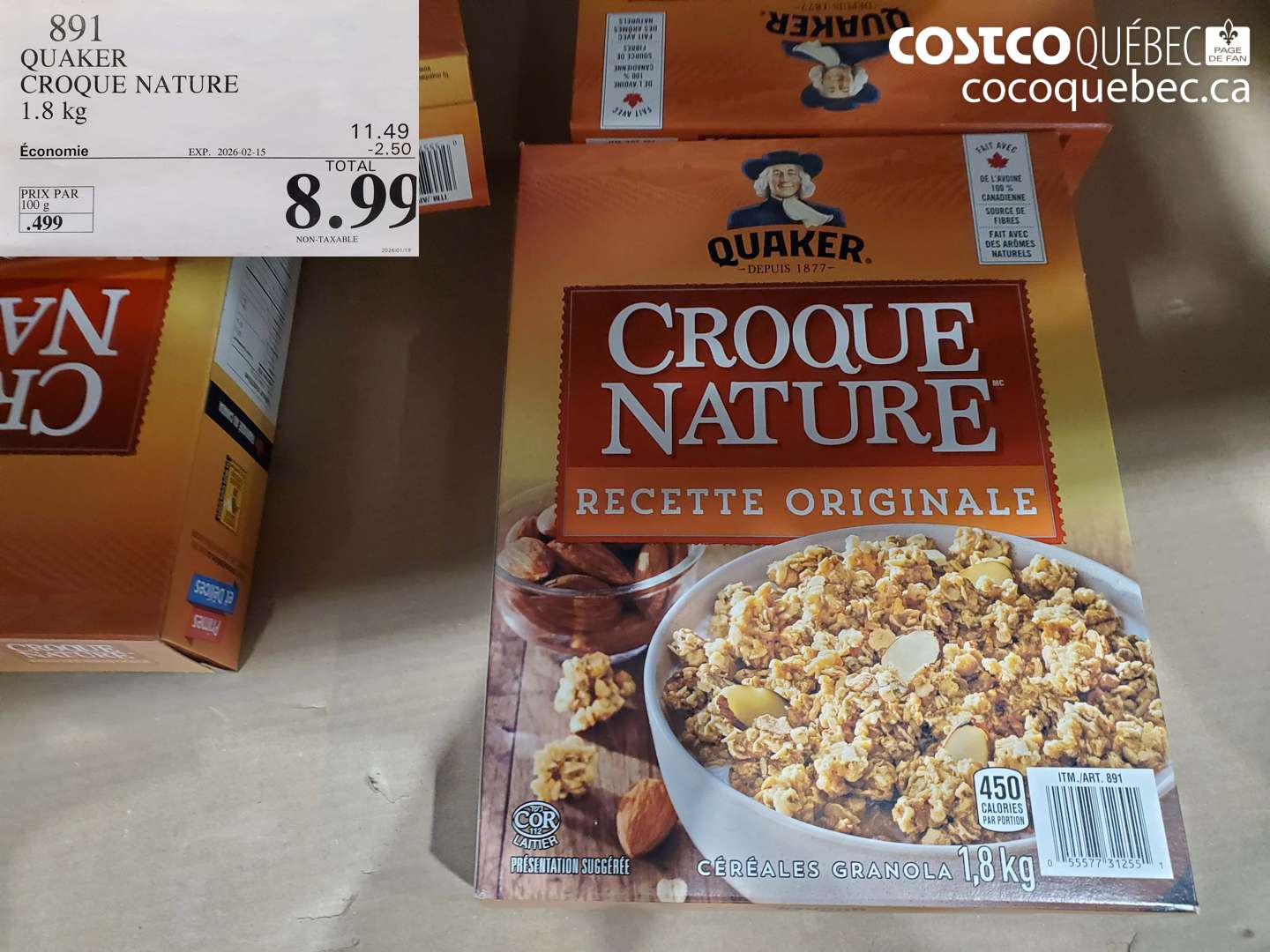 891 QUAKER CROQUE NATURE  ($2.50 INSTANT SAVINGS EXPIRES ON 2026-02-15) $8.99