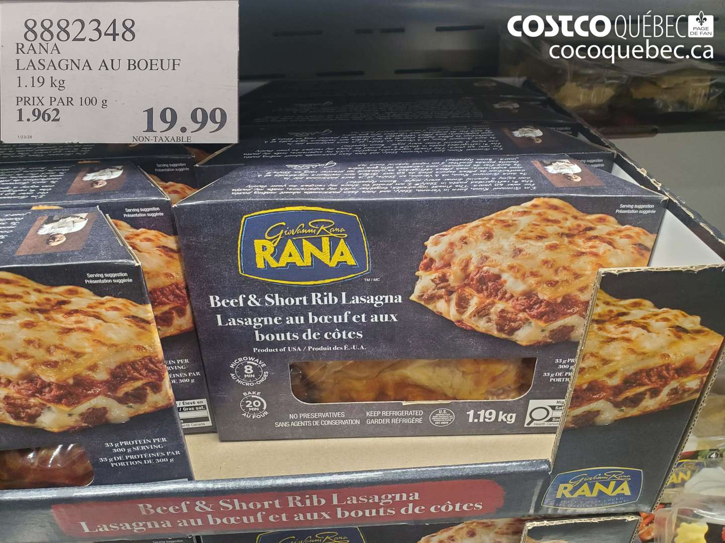 8882348 RANA LASAGNA AU BOEUF $19.99
