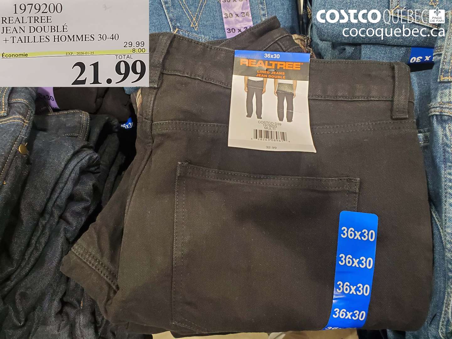 1979200 REALTREE JEAN DOUBLÉ + TAILLES HOMMES 30-40 ($8.00 INSTANT SAVINGS EXPIRES ON 2026-01-25) $21.99