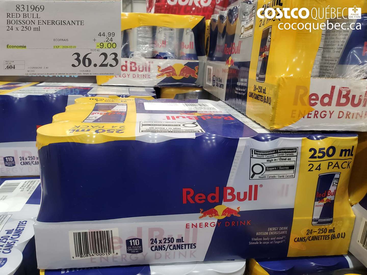 831969 RED BULL 24 x 250 ml  ($9.00 INSTANT SAVINGS EXPIRES ON 2026-02-01) $36.23