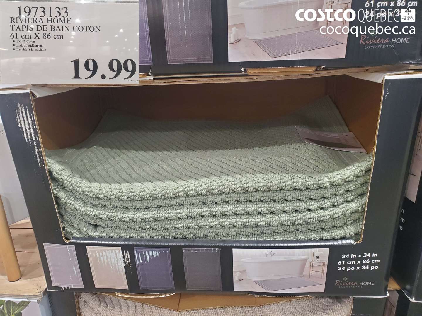 1973133 RIVIERA HOME TAPIS DE BAIN COTON 61 cm X 86 cm $19.99