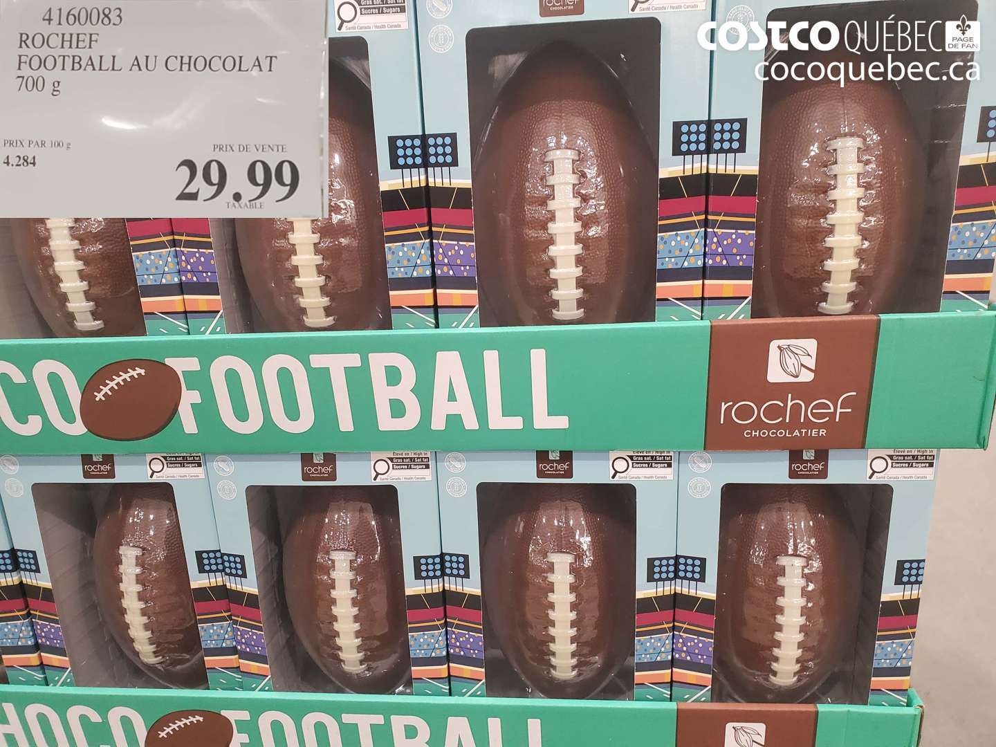 4160083 ROCHEF FOOTBALL AU CHOCOLAT 700 g $29.99