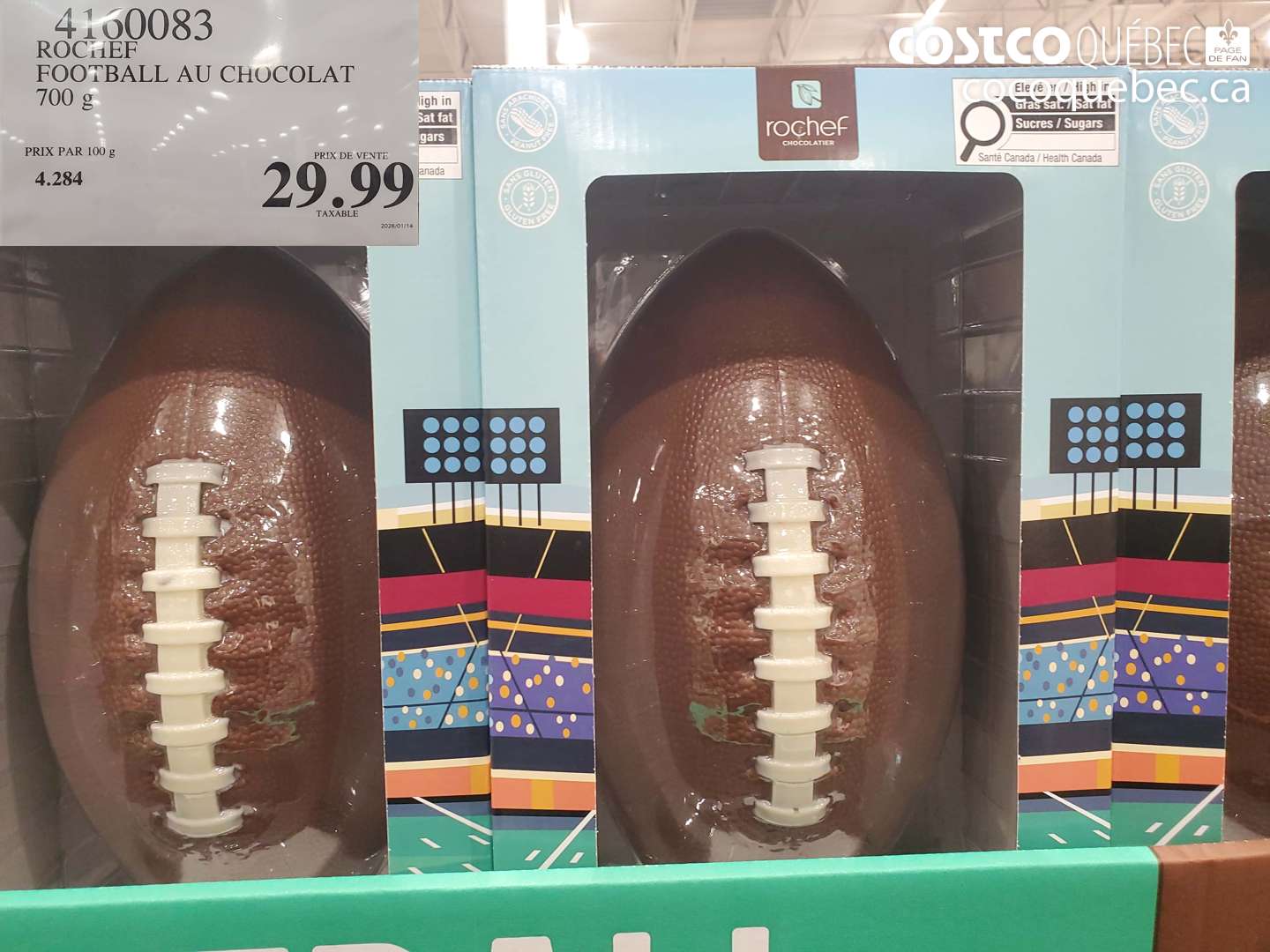 4160083 ROCHEF FOOTBALL AU CHOCOLAT 700 g  $29.99