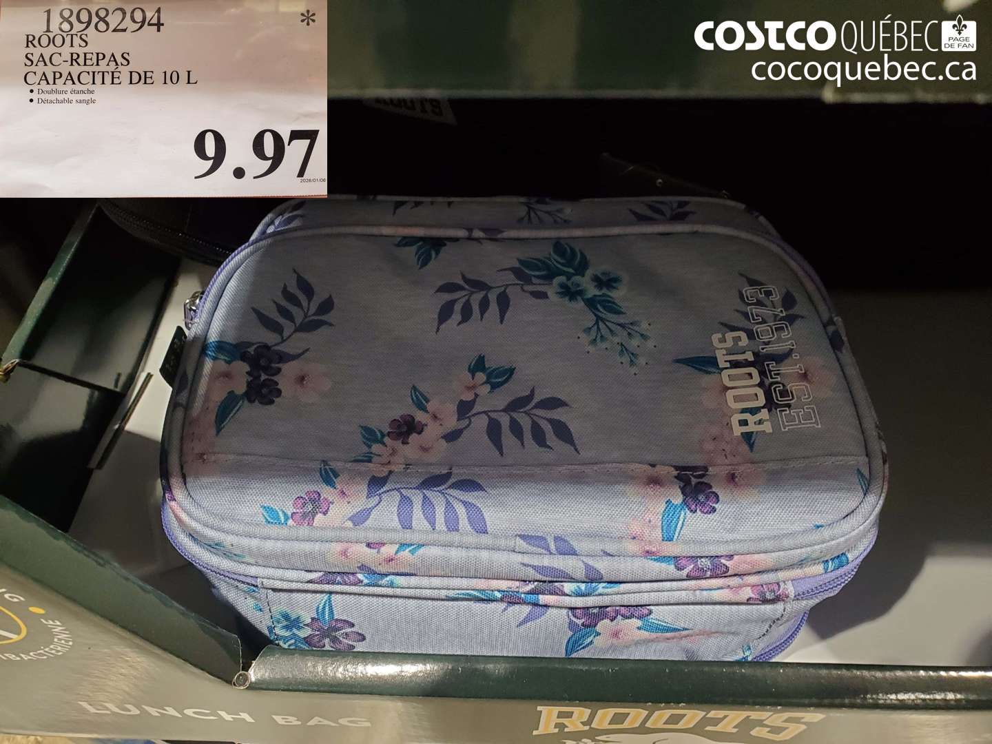 1898294 ROOTS SAC-REPAS CAPACITÉ DE 10 L $9.97