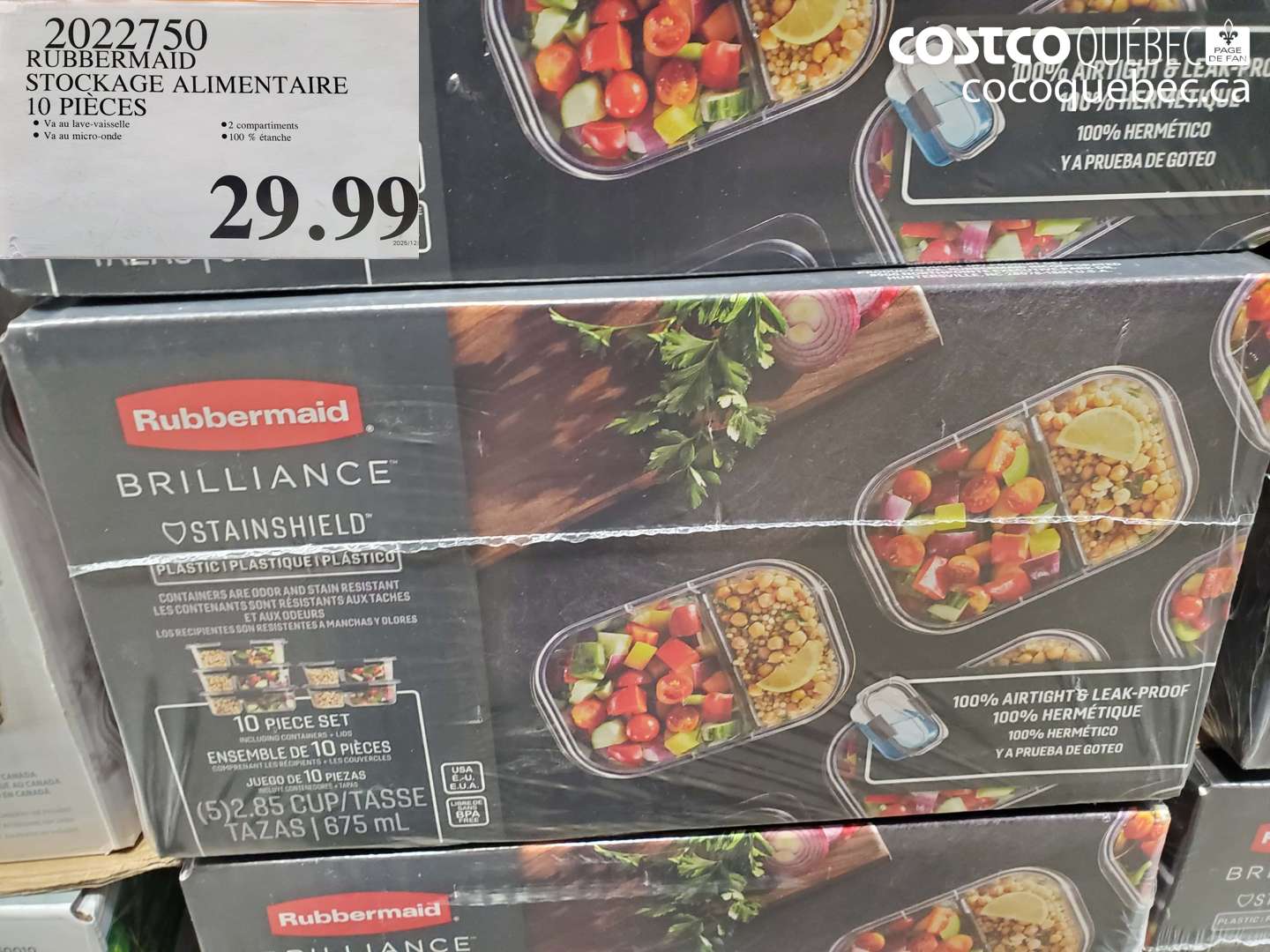 2022750 RUBBERMAID STOCKAGE ALIMENTAIRE 10 PIECES $29.99