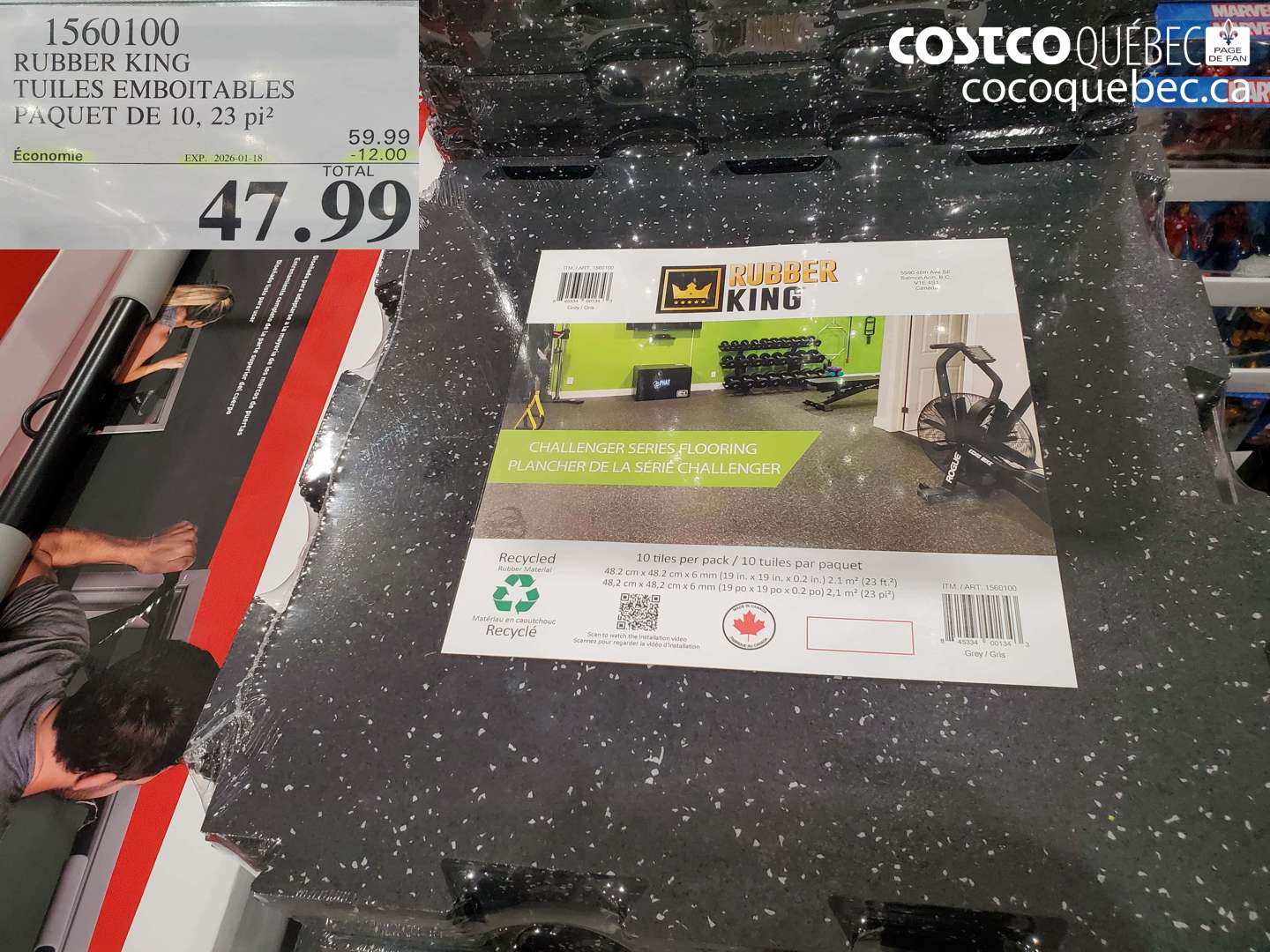 1560100 RUBBER KING TUILES EMBOTITABLES PAQUET DE 10, 23 pi² ($12.00 INSTANT SAVINGS EXPIRES ON 2026-01-18) $47.99
