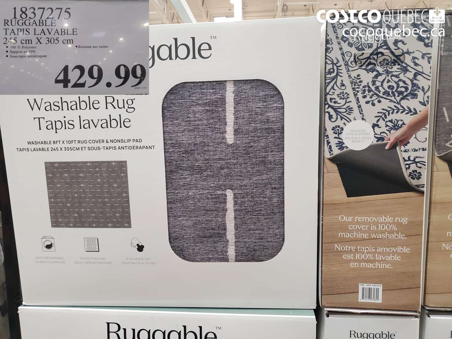 1837275 RUGGABLE TAPIS LAVABLE 245 cm X 305 cm $429.99