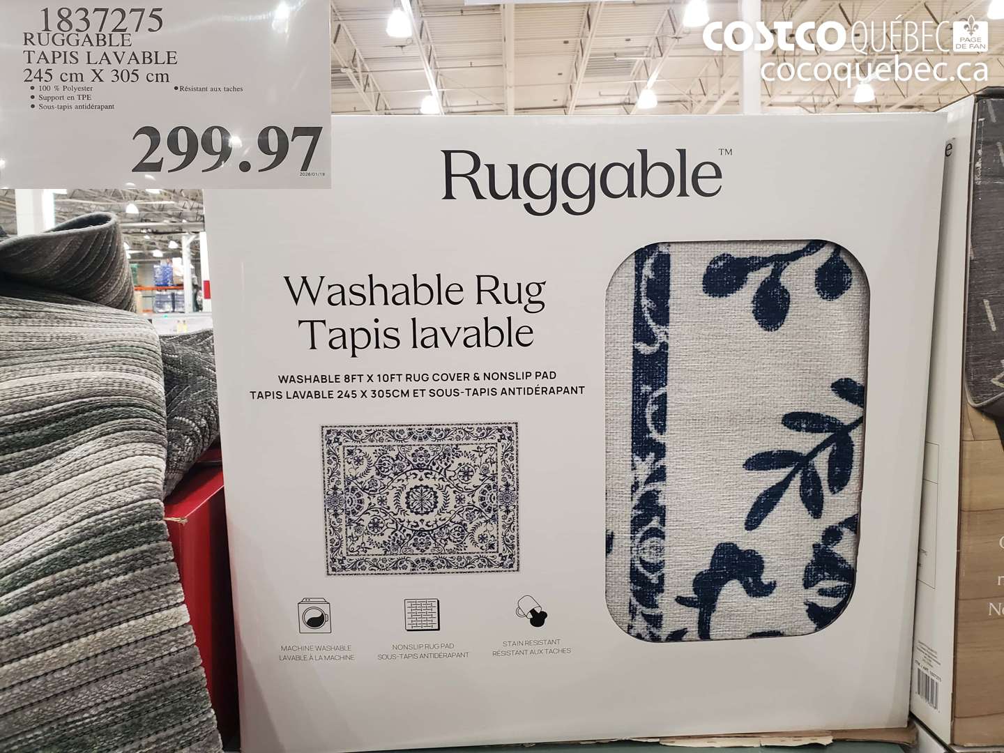 1837275 RUGGABLE TAPIS LAVABLE 245 cm X 305 cm $299.97