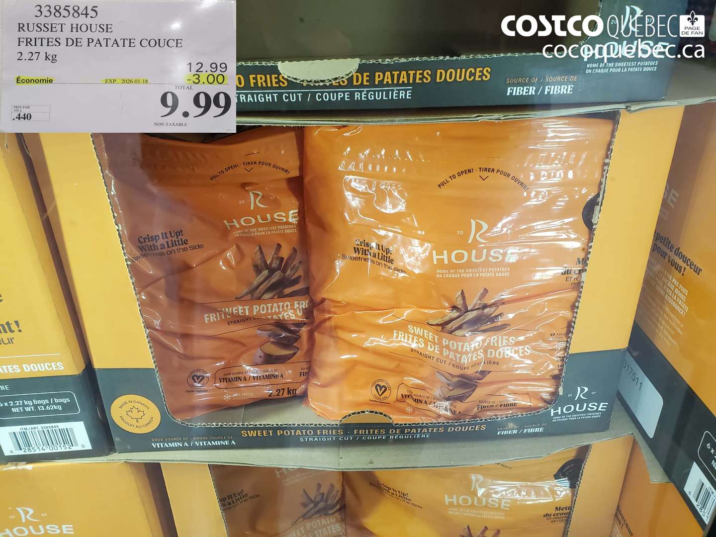 3385845 RUSSET HOUSE FRITES DE PATATE DOUCE 2.27 KG  ($3.00 INSTANT SAVINGS EXPIRES ON 2026-01-18) $9.99