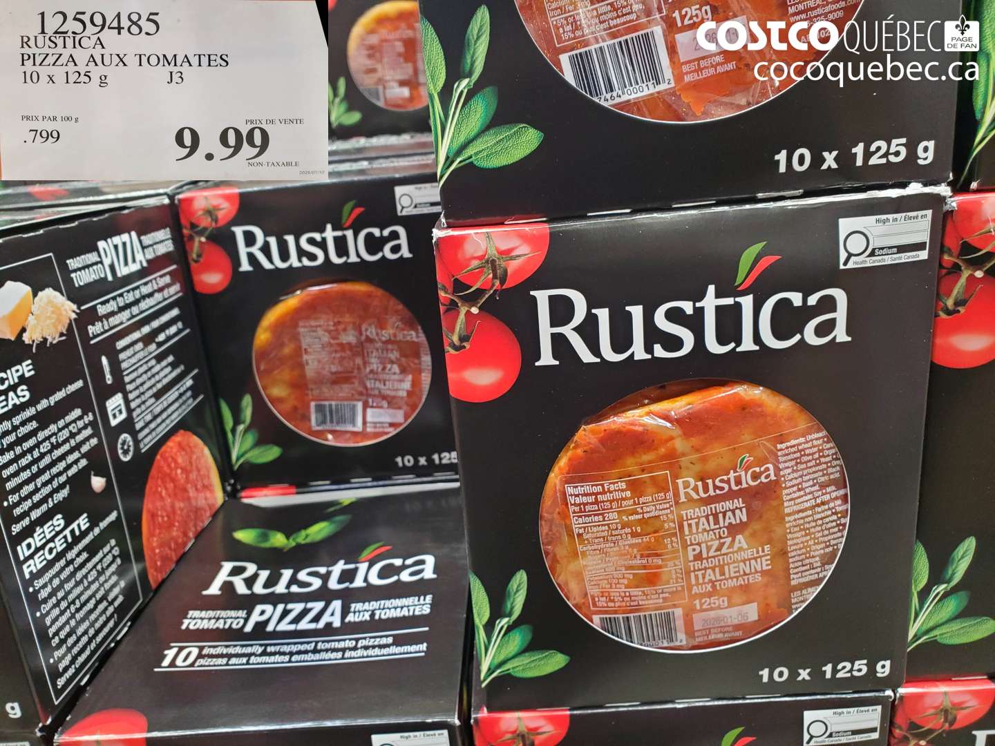 1259485 RUSTICA PIZZA AUX TOMATES 10 x 125 g $9.99